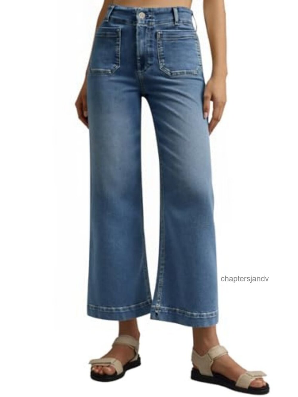 Wide Leg High Waist Cropped Jeans Baggy Denim Pants Casual